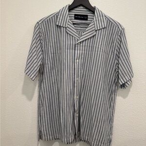 Abercrombie & Fitch Blue and White Striped Button Down Shirt